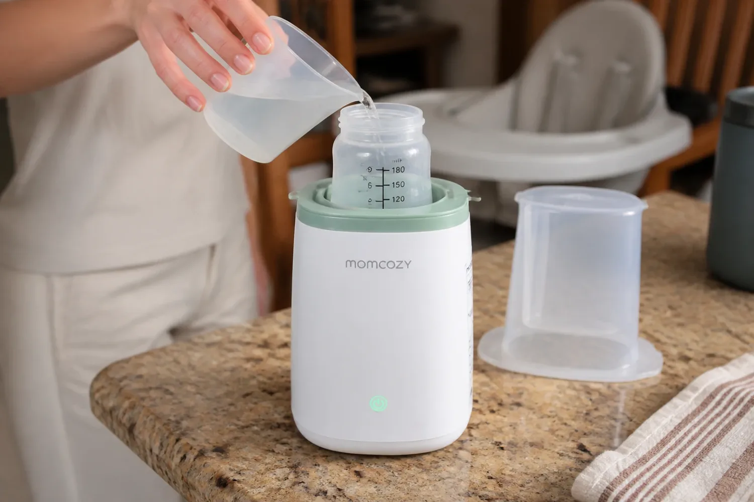 Momcozy MW01 6-in-1 Fast Baby Bottle Warmer, White & Mint Green - Image 2
